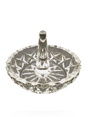 Vintage Kristal Zajecar Clear Diamond Star 24% Lead Crystal Jewlery Ring Holder